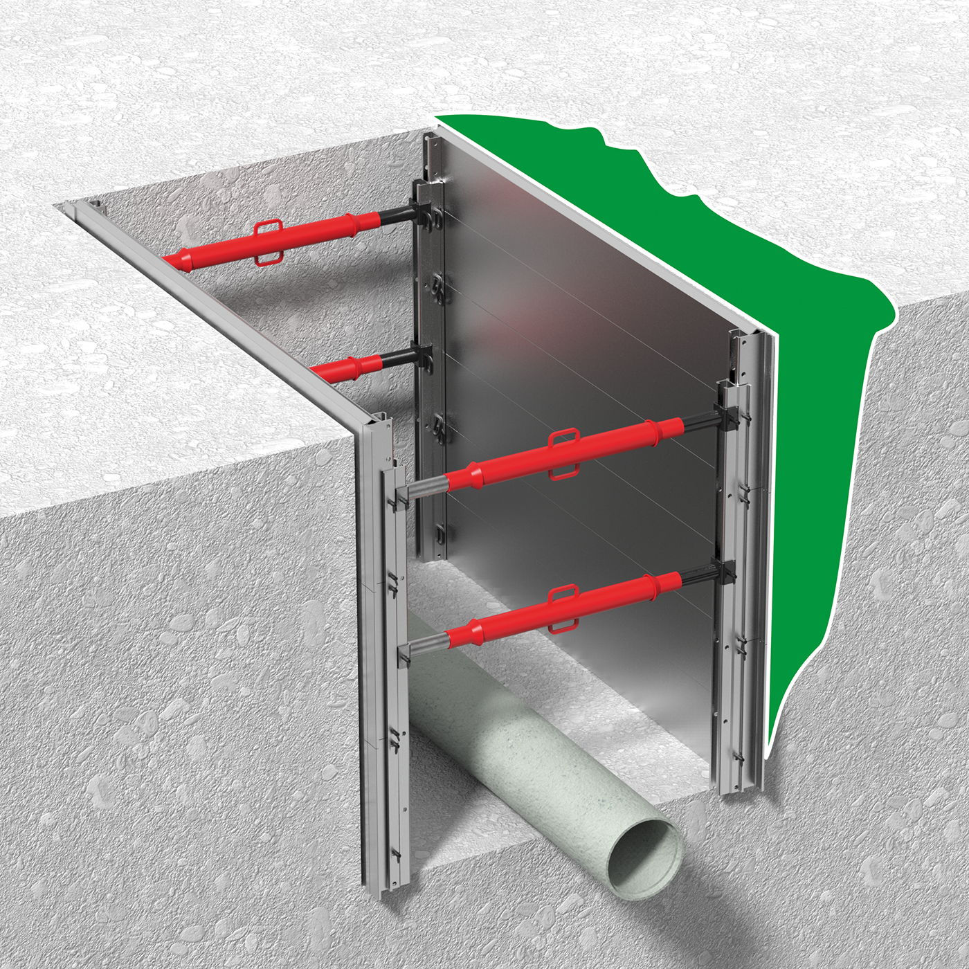 Aluminium linear trench shoring - North America